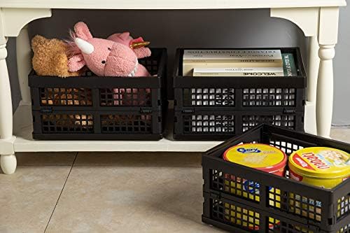 Eslite 16L Plastic Collapsible Storage Crates,Folding Crates Storage,Pack of 4,Black - Image 6