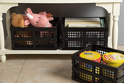 Eslite 16L Plastic Collapsible Storage Crates,Folding Crates Storage,Pack of 4,Black - Image 6