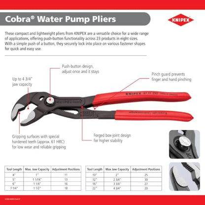 Knipex Tools 87 21 300 SBA 12" Cobra QuickSet Water Pump Pliers - Image 4