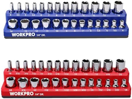 WORKPRO 1/4-inch Magnetic Socket Organizer Set, 2-Piece SAE & Metric Socket Holders, Holds 52 Standard and Deep Sockets for Tool Box, Tool Carts (Sockets Not Included) - Image 4