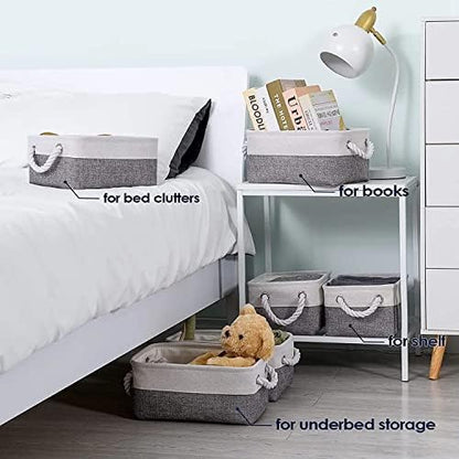 Storage Baskets 12x8x5 inch 10 Pack Fabric Baskets Foldable Storage Bins Decorative Baskets cloth storage baskets Storage Foldable Storage Bin with Rope - Image 4