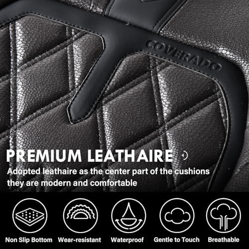 Coverado Car Seat Covers Front Seats, 2 Pack Waterproof Leather Seat Covers for Cars, Luxury Car Seat Protector, Anti-Slip Design Seat Cushions, Black Seat Covers Universal Fit for Most Cars - Image 4