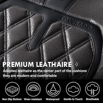 Coverado Car Seat Covers Front Seats, 2 Pack Waterproof Leather Seat Covers for Cars, Luxury Car Seat Protector, Anti-Slip Design Seat Cushions, Black Seat Covers Universal Fit for Most Cars - Image 4