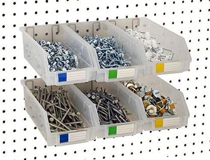 Pegboard Bins – 6 Pack Clear Extra Large - Hooks to Any Peg Board - Organize Hardware, Accessories, Attachments, Workbench, Garage Storage, Craft Room, Tool Shed, Hobby Supplies, Parts - Image 3