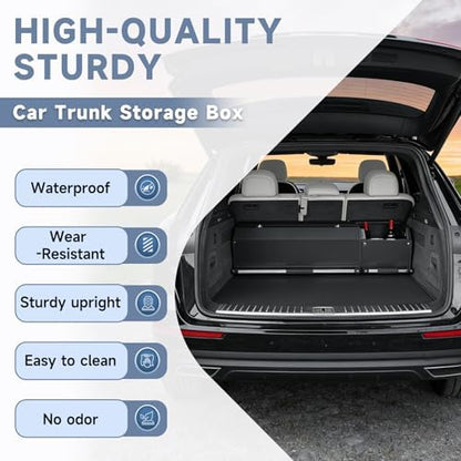 Car Trunk Organizer Leather Car Trunk Storage Organizer with Lid and Handle - Image 5