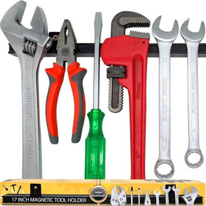 HMmagnets 17" Heavy-Duty Magnetic Tool Holder (Upgraded Version) - Extremely Powerful Magnetic Pull Force to Hold Heavy Tools - Professional Space-Saving Magnetic Bar - Tool Organizer Rack/Strip by HMmagnets