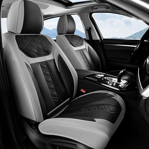 FLORICH Seat Covers, Front Seat Covers 2 PCs, Automotive Seat Cover for Cars, Luxury Leather Universal Seat Cover Accessories Fit for Most Cars SUV Truck Sedans(Grey) by FLORICH
