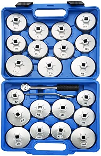 ATPEAM 23pcs Aluminum Alloy Cup Type Oil Filter Cap Wrench Socket Removal Tool Set 1/2" dr. by ATPEAM