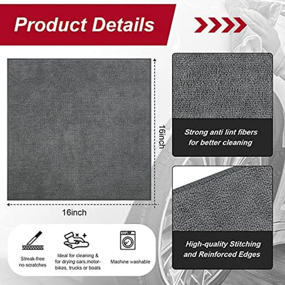 Oudain 200 Pcs Microfiber Cleaning Cloth 16x16 Inch Microfiber Towels for Car Ultra Absorbent Cleaning Rags Reusable Lint Free Streak Free Detailing Towel for Car Washing Drying Dusting (Gray) - Image 2