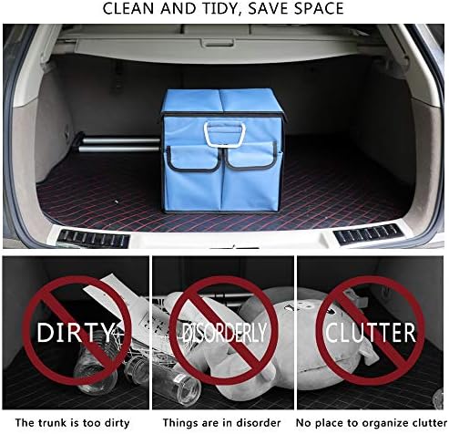 Car Trunk Organizer Collapsible Portable Multi Compartments Organizer with Non Slip Straps for SUV Truck Auto Vehicle Car Auto Minivan (Small covered, Blue) - Image 2