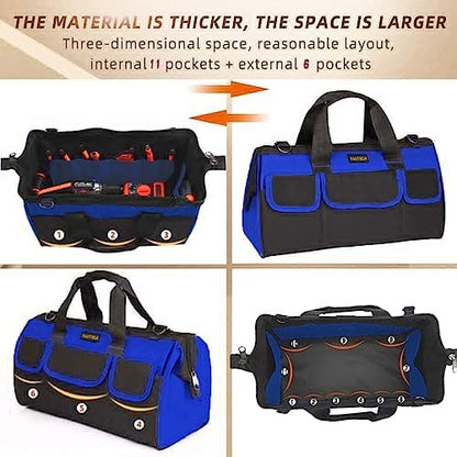 FASTECH 20 Inch Heavy Duty Tool Bag with Wide Mouth for Tool Storage,Carrier and Organizer,Tool Bag for Men/Women, Wide Mouth Tool Bag with Inside Pockets (20 Inch) - Image 4
