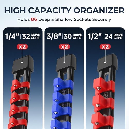 Reniteco 6-Pack Socket Organizer Set, 1/4" x 32 3/8" x 30 1/2" x 24 Clips - Image 2