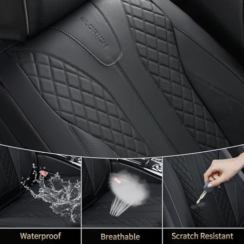 FLORICH Leather Automotive Seat Covers, Waterproof Seat Covers, Black Front Car Seat Cover, Full Coverage Car Seat Covers 2 Pack Car Seat Cushion Protector Universal Fit for Most Cars SUV Trucks - Image 5