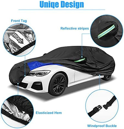X AUTOHAUX 3XL Car Cover Waterproof Snowproof All Weather for Car Outdoor Full Car Cover Rain Sun Protection Universal Fit for Sedan 186"-193" - Image 4