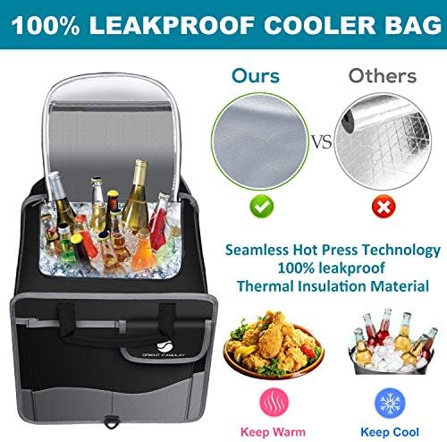 Trunk Organizer with Cooler, Collapsible Trunk Storage Container with Non Slip Bottom Strips, Large Multi-Compartment Waterproof Car Trunk Organizer Groceries for Vehicle Sedan, Suv, Truck,Van(Black) - Image 2