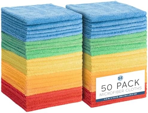 S&T INC. Microfiber Cleaning Cloth, 50 Pack, 11.5" x 11.5" by STINC