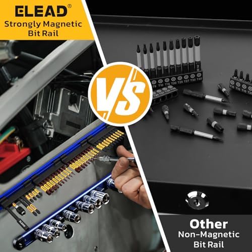 5-Piece Magnetic Socket & Bit Organizer Kit, 1/4" 3/8" 1/2" Heavy Duty Socket Holder Holds 40 Clips, Aluminum Sockets Rail for Tool Box Drawer, 1/4" Slidable Drill Bit Organizer Holds 80 Bits - Image 7