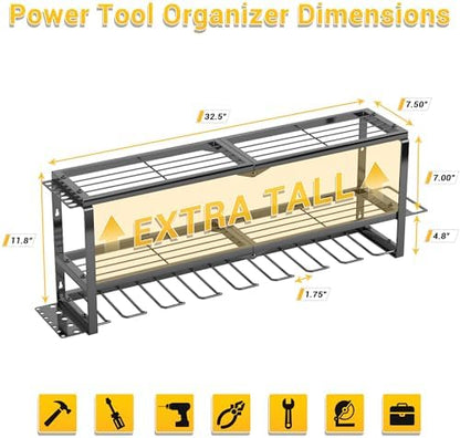 Large Power Tool Organizer Wall Mount,3-Tier 8 Slot,Extra Tall,Black - Image 6