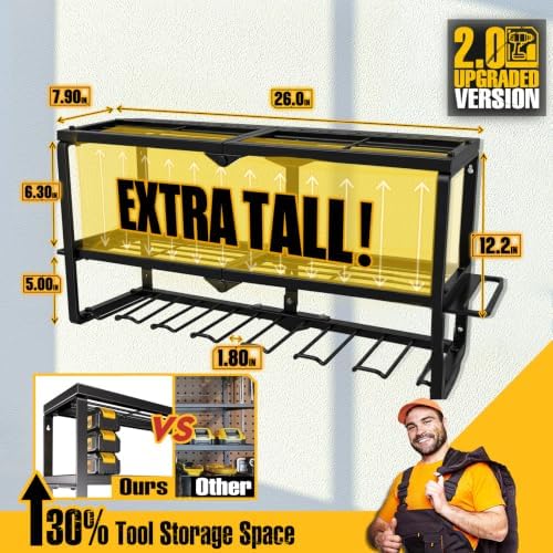 Spampur Power Tool Organizer for Tool Storage, Drill Holder Wall Mount with Screwdriver Organizer, Tool Holder for Garage Wall Organization, Heavy Duty Metal Tool Shelf with Battery Holder - Image 5