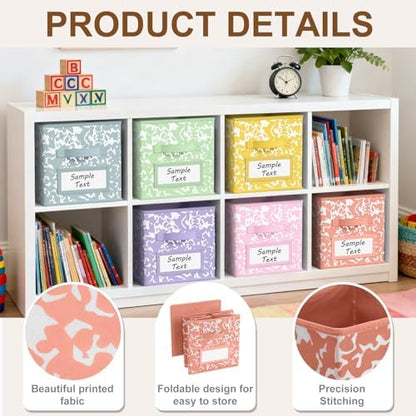LemonRoad 6 Fabric Cube Storage Bin 11'' Classroom Bin, Macaron, Label - Image 3