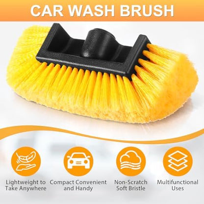 Vesici 8 Pcs Car Wash Brush Head with Soft Detailing Bristle Flow Thru Car Cleaning Brush Exterior Cars Wash Equipment for Auto Truck RV Boat Camper Washing, 10 Inch (Yellow) - Image 4