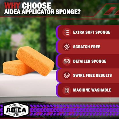 AIDEA Microfiber Applicator Pads-8 Pack, Car Wash Sponge, Orange - Image 3
