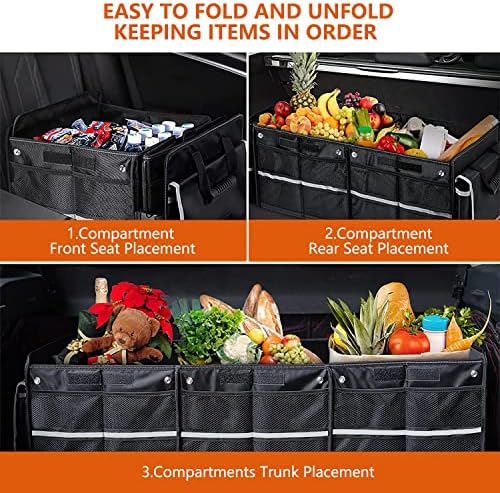 AOPHY Car Trunk Organizer with Insulated Cooler Bag, Foldable & Waterproof Storage Organizer with Lid for SUV, Truck, Sedan - 4 Large Adjustable Compartments, Heavy Duty & Collapsible Design - Image 4