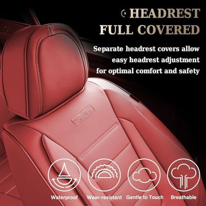 Coverado Car Seat Covers, Front Seat Cover, 2 Pack Luxury Faux Leather Seat Covers for Cars, Waterproof Car Seat Protector Car Seat Cushion, Universal Automotive Seat Covers Fit for Most Cars - Red - Image 4