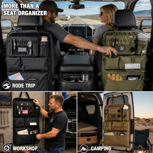 Tactical Car Seat Back Organizer for Trucks, SUVs & Vans, Green - Image 2