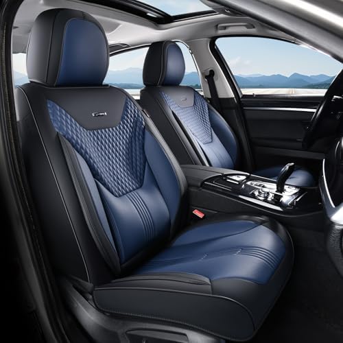 Coverado Car Seat Covers with Lumbar Support, Front Covers for Cars, Universal Automotive Seat Cover, Waterproof, Leather Car Seat Cushion, Interior Seat Protectors for Most Cars by COVERADOAUTO