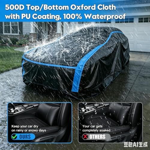 2-in-1 Sedan Cover - Quick Half Cover or Full Bottom-Seal Enclosure, Waterproof Multi-Layer Heavy-Duty Protection, Fits 209-218 in Sedans: Crown Victoria, Caprice, Roadmaster, Riviera, DTS - Image 3