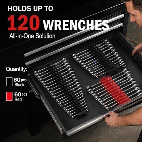 EGOVO 120 pcs Modular Wrench Organizer for Tool Drawers (Black & Red) - Image 3