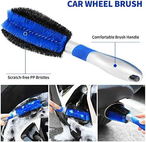 Lsyomne 62'' Car Wash Brush Mop Kit with Long Handle Microfiber Car Washing Tool kit Detailing Brush Car Wheel Tire Cleaning Brush Windshield Squeegee Car Duster Towel for Cars Truck, SUV, RV - Image 4