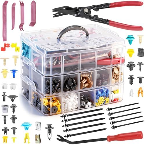 2080PCS Auto Retainer Clips Kit with Fastener Plier, Trim Removal Tools and 3-Layer Organizer Box, 33 Most Common Push Rivets for Car Bumper, Fender, Door Panel and Interior Repair by Unknown