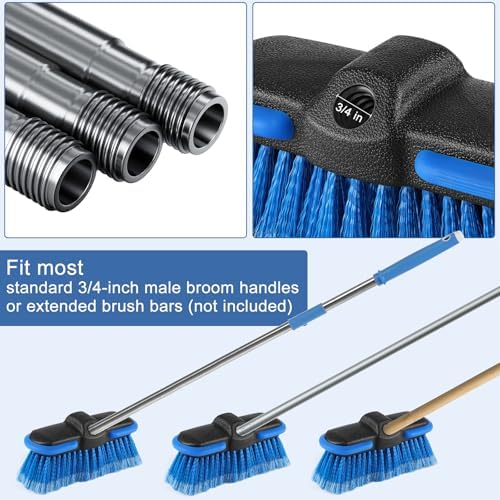 Car Wash Brush Head with Soft Bristle, 8in Car Cleaning Brush with Protective Bumper for Cleaning Auto Cars Trucks RV Boat Deck (4 Pack) - Image 5