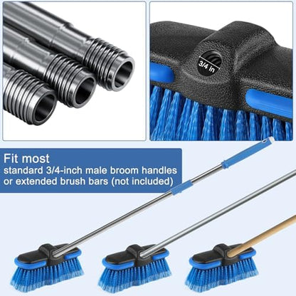 Car Wash Brush Head with Soft Bristle, 8in Car Cleaning Brush with Protective Bumper for Cleaning Auto Cars Trucks RV Boat Deck (4 Pack) - Image 5
