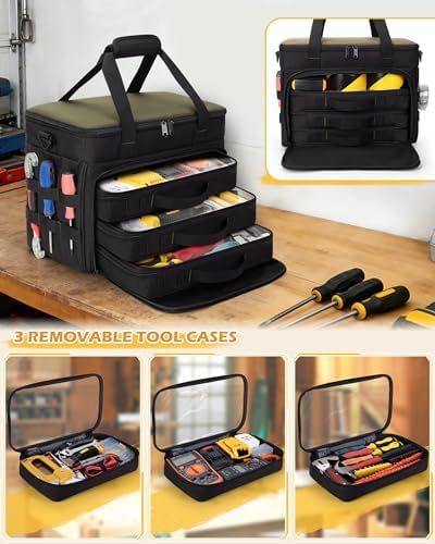 Marscamd 2 Layers Tool Bag with 3 Clear Window Removable Cases - Image 2