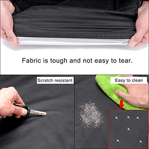UV Protection Car Cover Windproof Dustproof Scratch Resistant Outdoor Universal Full Car Covers for Sedan XL (Black, 191" - 201") - Image 6