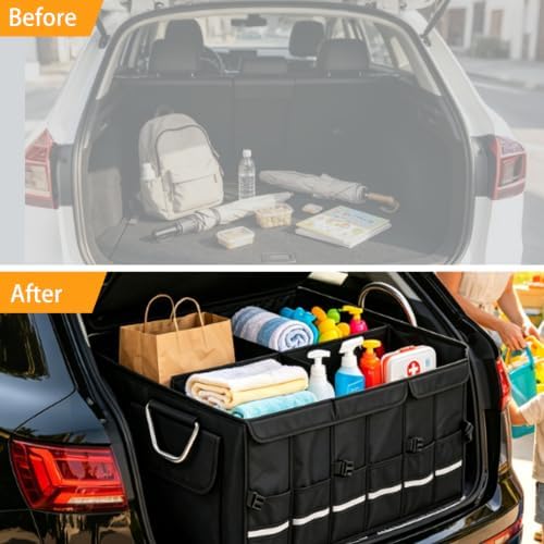 Trunk Organizer With Lid For SUV Car Trunk Foldable Oxford Storage - Image 5