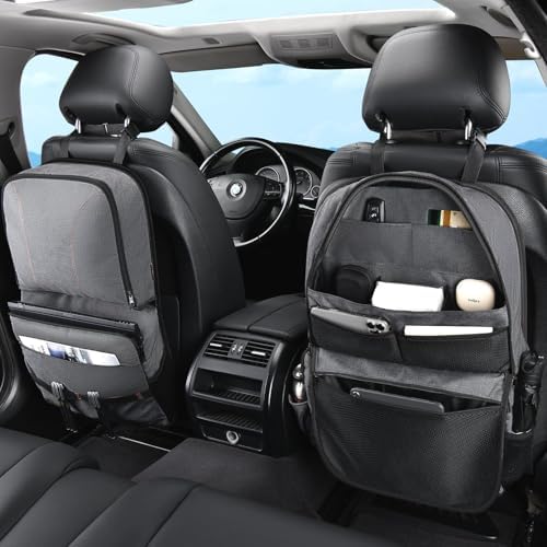 Coverado Backseat Car Organizer 2 Packs, Heavy-Duty Durable Dual-Way Use Car Back Seat Organizer Waterproof with Multi Pockets, Zipper Closure Design, Protect Valuables from Spills, Keeps Car Tidy by COVERADOAUTO