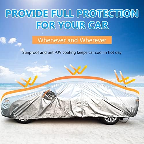 SEAZEN Car Cover Waterproof All Weather, Full car Covers UV Protection/Snowproof/Dustproof, Universal Car Cover 2 Layer with Zipper (Fit Sedan Length Up to 209") - Image 5