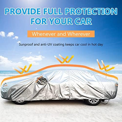 SEAZEN Car Cover Waterproof All Weather, Full car Covers UV Protection/Snowproof/Dustproof, Universal Car Cover 2 Layer with Zipper (Fit Sedan Length Up to 209") - Image 5