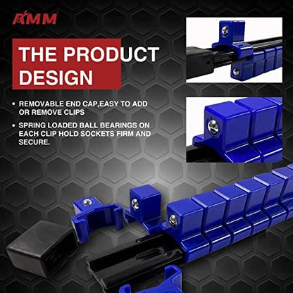 AMM 9PCS Socket organizer, 1/4" 3/8" 1/2" Drive Heavy duty socket holder - Image 3