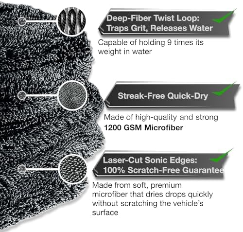 DRYZO Microfiber Towel for Drying Cars - 24"x36" Jumbo Size, 1200 GSM Ultra-Thick, Scratch-Free & Super Absorbent, Zero-Lint Cloth for Car, Truck & SUV Pro Detailing - Dries Entire Vehicle in One Pass - Image 4