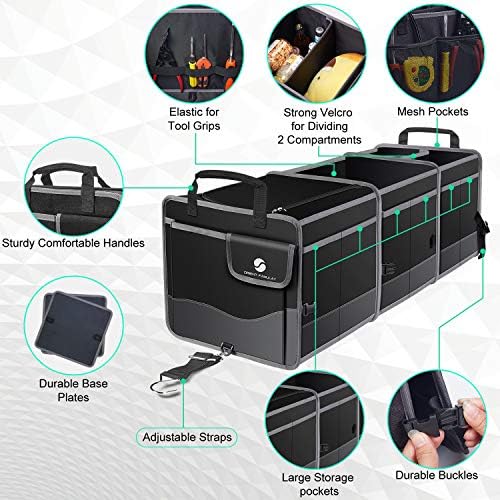 Trunk Organizer with Cooler, Collapsible Trunk Storage Container with Non Slip Bottom Strips, Large Multi-Compartment Waterproof Car Trunk Organizer Groceries for Vehicle Sedan, Suv, Truck,Van(Black) - Image 4