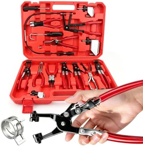 17 PCS Hose Clamp Pliers Set with Flexible Long Reach Cable, Professional Radiator & Fuel Line Removal Kit. (17 PCS) - Image 7