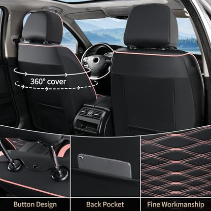 FLORICH Car Seat Covers Front Seat, Leather Seat Covers for Cars, Waterproof Car Seat Protector Breathable, Front Seat Covers for Cars, Automotive Seat Covers Universal Fit for Most Cars SUV Truck - Image 2