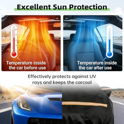Car Cover for Corvette C7 Stingray/Z51/Z06 (2014-2019), Outdoor Cover Waterproof All Weather with Zipper Door, Heavy Duty Full Car Cover with Soft Cotton Lining,for Sun, Dust,Rain & Snow Protection. - Image 6