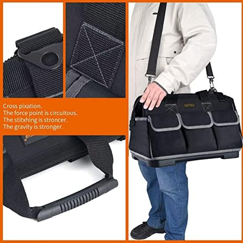 FASTECH 20-inch Wide Mouth Tool Bag with Water Proof Molded Base, Waterproof Tool Organizer Bag for Men with Adjustable Shoulder Strap (Grey-20INCH) - Image 7