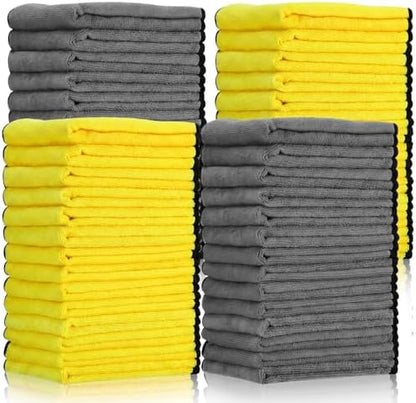 Tallew 80 Pcs Microfiber Towels:16"x16" Microfiber Drying Towels Bulk Micro Fiber Car Cleaning Cloth for Cars Drying Washing Polishing Office Windows Cleaning Household Supplies (Gray,Yellow) by Tallew